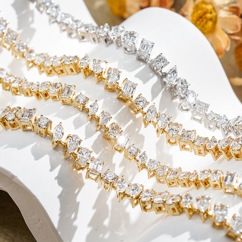 Multi shape cluster diamond tennis bracelet