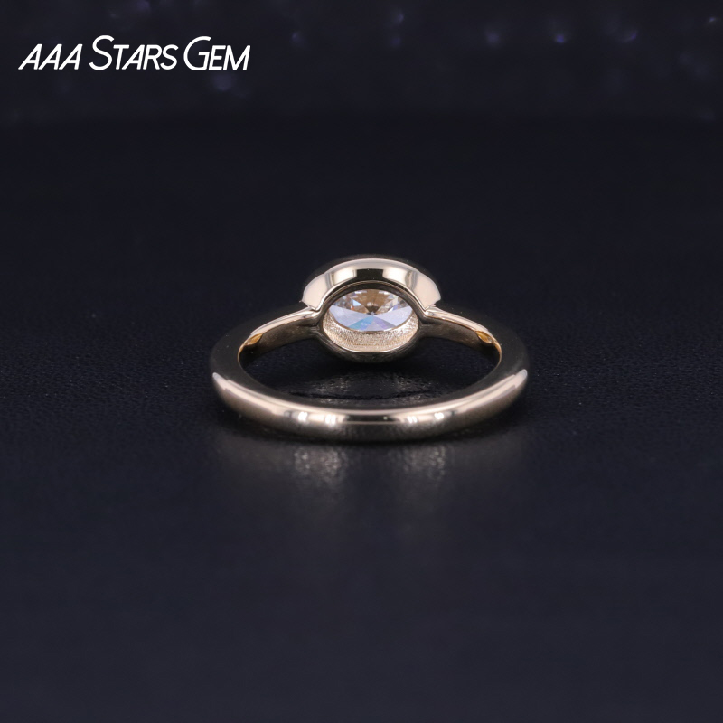 AAAStarsgem 10k 14k 18k 1.0ct east-west Oval Bezel Ring IGI certificate Lab Diamond Gemstones Ring