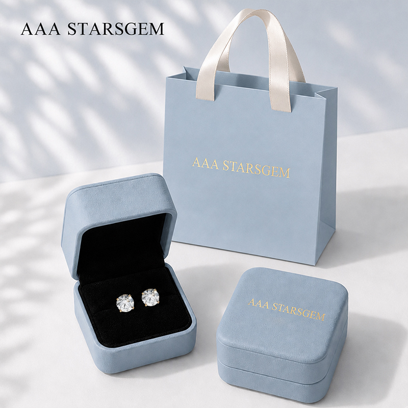 AAAStarsgem Different Sizes Round Brilliant Cut Lab Grown Diamond 10K Gold Diamond Stud Earrings