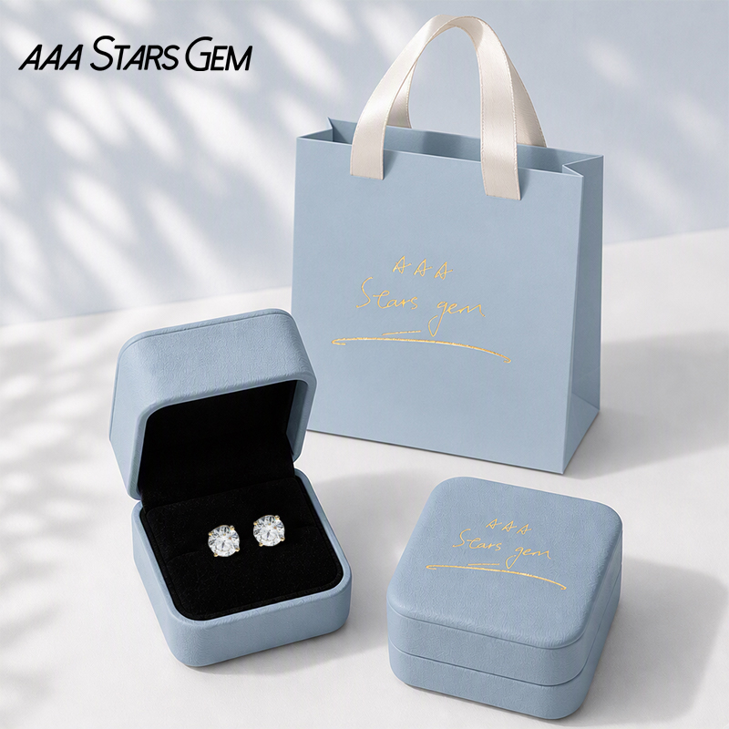 AAAStarsgem Different Sizes Round Brilliant Cut Lab Grown Diamond 10K Gold Diamond Stud Earrings