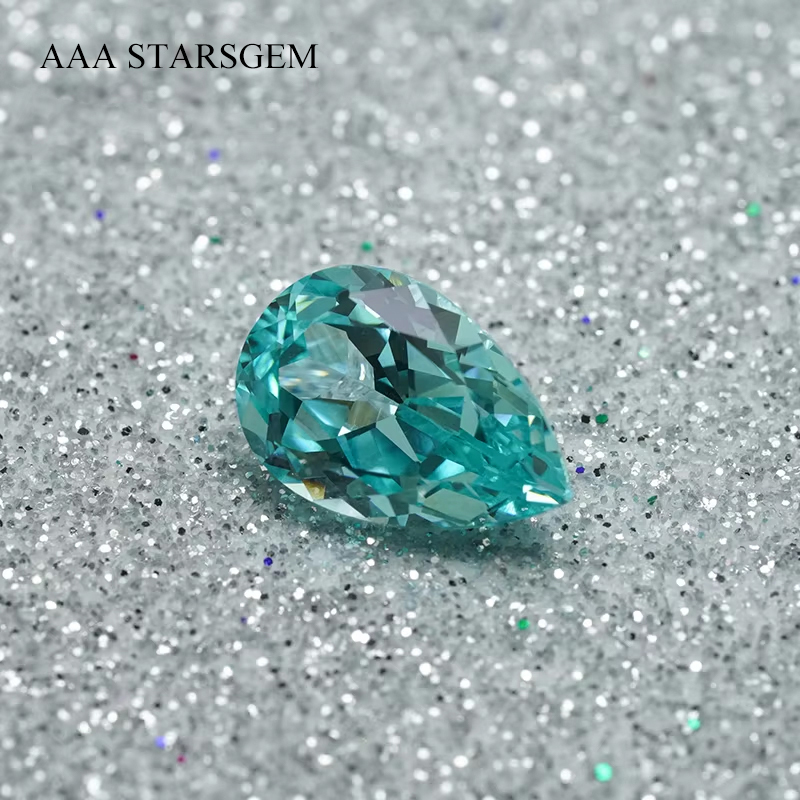 AAAStarsgem Lab Grown Paraiba Color Loose Stone Pear Cut Synthetic Lab grown Gemstone for Jewelry 