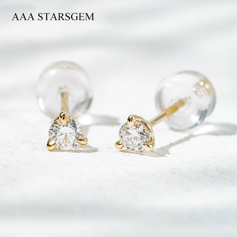 AAAStarsgem 0.1ct & 0.23ct Round Brilliant Cut Lab Grown Diamond 10K Gold Diamond Stud Earrings