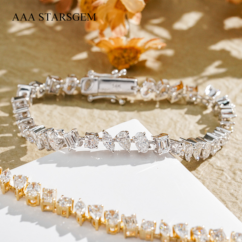 Multi shape cluster diamond tennis bracelet