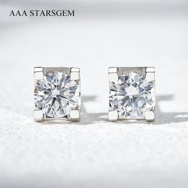 4mm & 5mm & 6.5mm Round Brilliant Cut Moissanite S925 Sterling Silver Stud Earrings