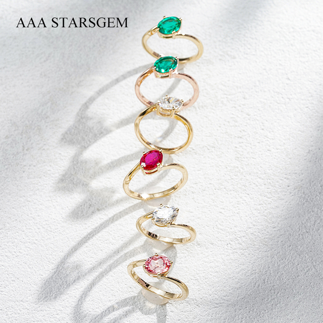 AAAStarsgem Custom IGI Jewelry 9K 10K 14K 18K Solid Gold 1.0ct Oval Shape Solitaire ring Lab Grown Gemstone Lab Diamond Engagement Rings