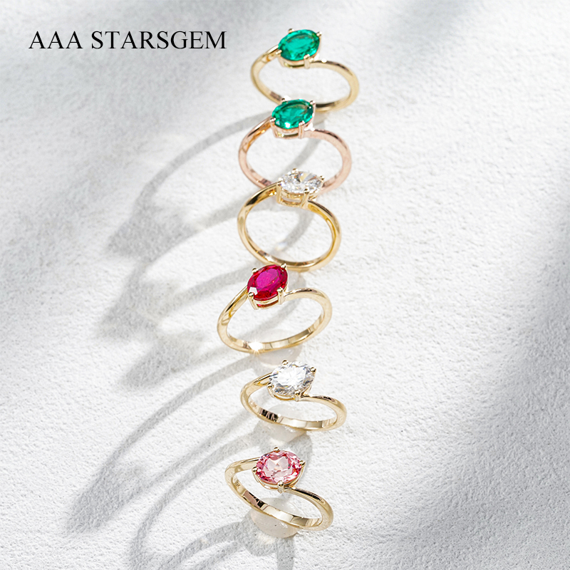 AAAStarsgem Custom IGI Jewelry 9K 10K 14K 18K Solid Gold 1.0ct Oval Shape Solitaire ring Lab Grown Gemstone Lab Diamond Engagement Rings