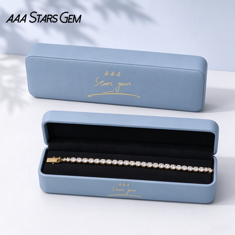 AAAStarsGem 1.4-4.1mm Round Brilliant Cut Lab Grown Diamond 9K 10K 14K 18K Gold Tennis Bracelets
