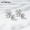 AAAStarsgem 3×3mm Heart Cut Lab Grown Diamond Four Leaves Clover Shape 18K White Gold Diamond Stud Earrings