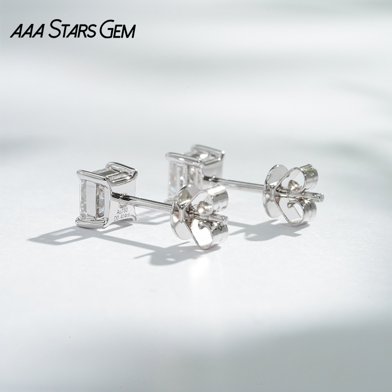 AAAStarsgem 4×4mm Princess Cut Lab Grown Diamond 18K White Gold Diamond Stud Earrings