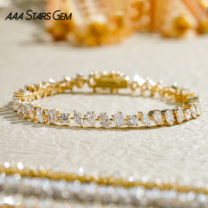 Multi shape cluster diamond tennis bracelet