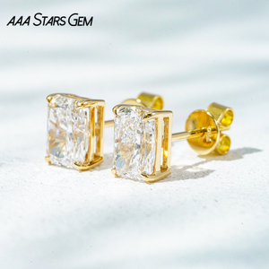 6.9×5mm Radiant Cut Lab Grown Diamond 4 Prongs 18K Gold Diamond Stud Earrings