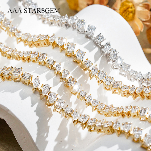 Multi shape cluster diamond tennis bracelet