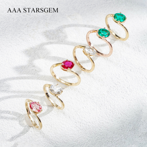 AAAStarsgem Custom IGI Jewelry 9K 10K 14K 18K Solid Gold 1.0ct Oval Shape Solitaire ring Lab Grown Gemstone Lab Diamond Engagement Rings