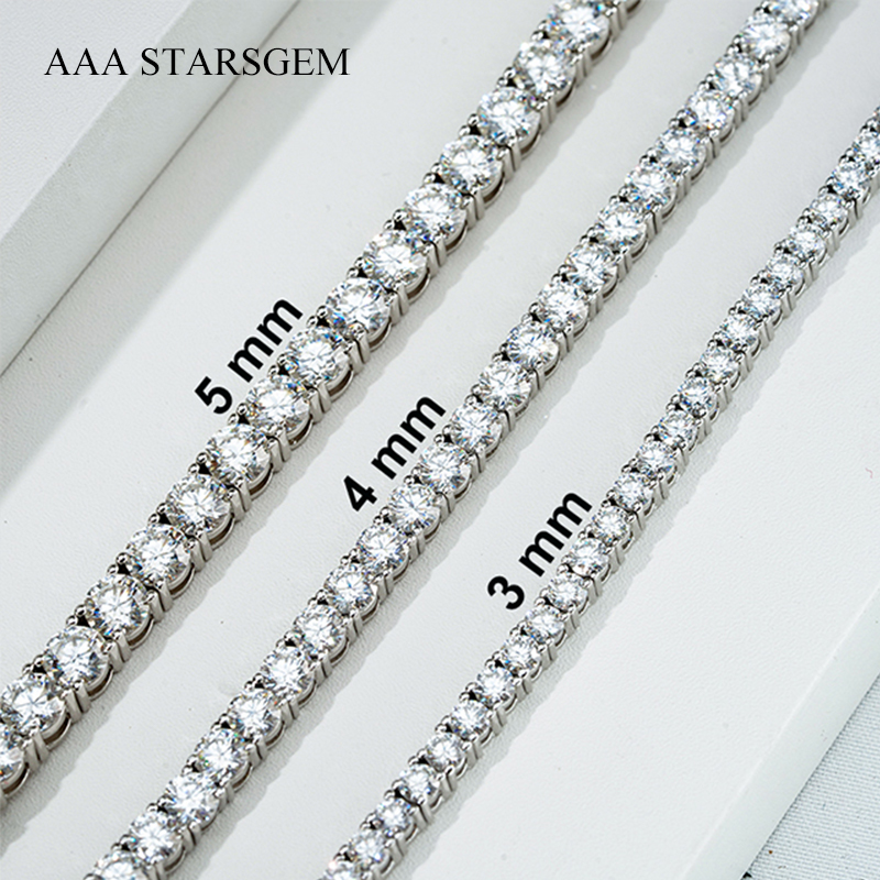 Round Brilliant Cut Moissanite S925 Sterling Silver Tennis Bracelets