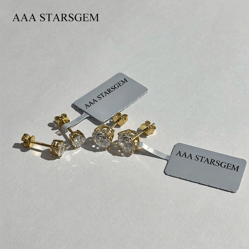 AAA Starsgem Different Sizes Round Brilliant Cut Lab Grown Diamond 10K Gold Diamond Stud Earrings