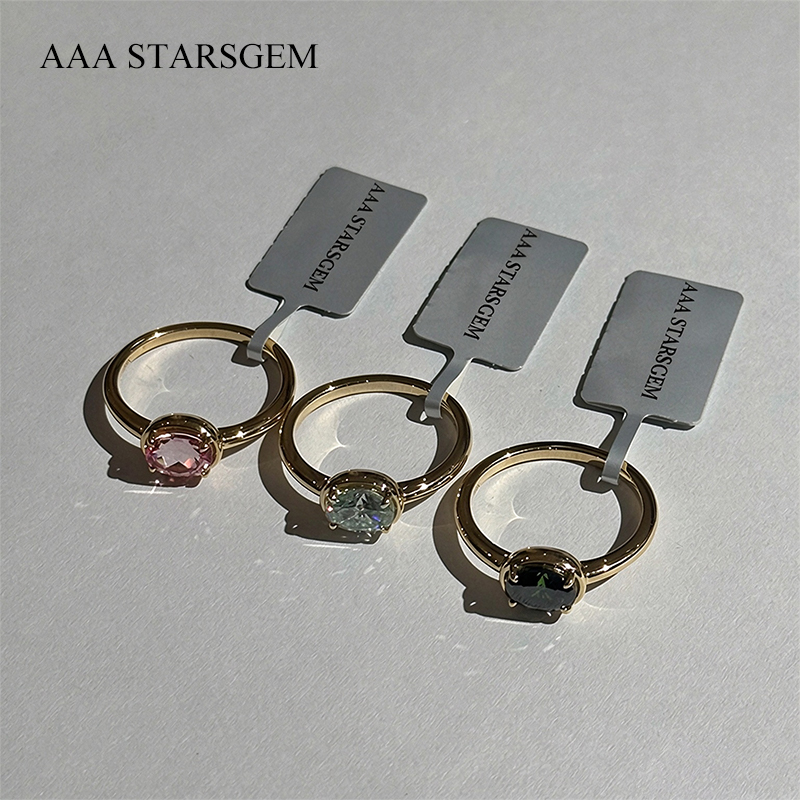 AAA Starsgem 10k 14k 18k 1.0ct east-west Oval Bezel Ring IGI certificate Lab Diamond Gemstones Ring
