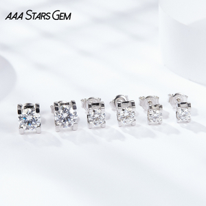4mm & 5mm & 6.5mm Round Brilliant Cut Moissanite S925 Sterling Silver Stud Earrings