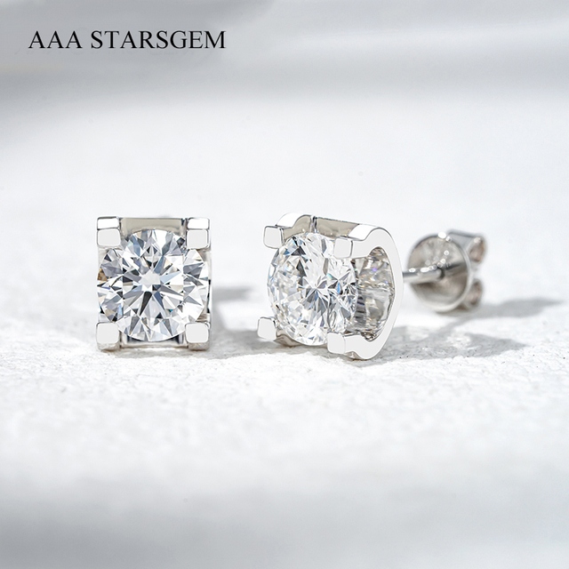 4mm & 5mm & 6.5mm Round Brilliant Cut Moissanite S925 Sterling Silver Stud Earrings