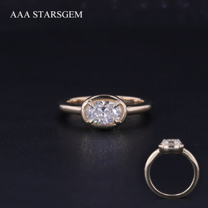 AAAStarsgem 10k 14k 18k 1.0ct east-west Oval Bezel Ring IGI certificate Lab Diamond Gemstones Ring