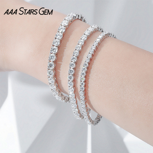 Round Brilliant Cut Moissanite S925 Sterling Silver Tennis Bracelets